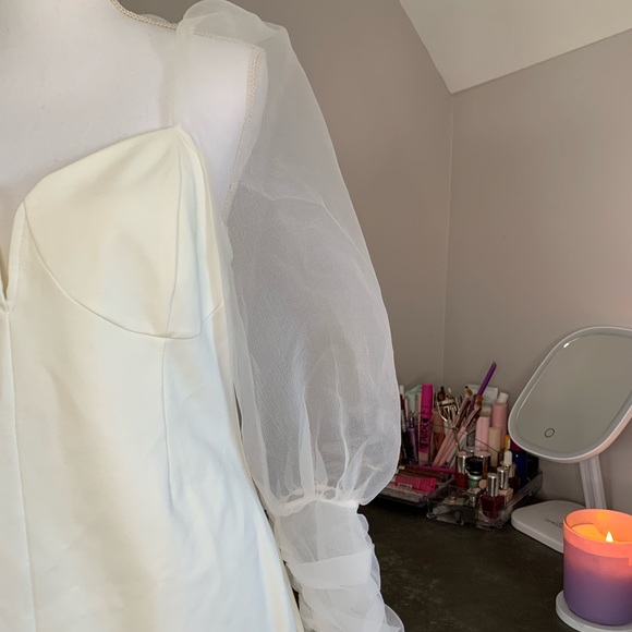 NWT! TOPSHOP white dress with sheer long sleeves - Picture 11 of 14